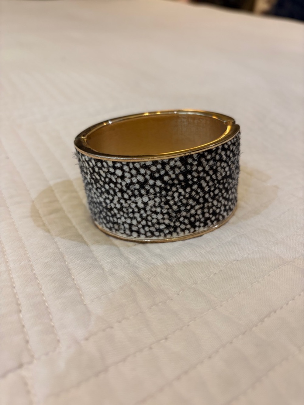 Black and White Textured Wide Cuff Bracelet - Women Jewelry